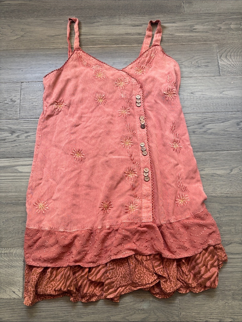 Raya Sun | Rust Orange Hippie Boho Style Summer Dress Tank Flowy Beachwear XL